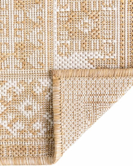 Rugs.com Outdoor Aztec Collection Rug – 5' x 8' Natural Flatweave Rug Perfect for Living Rooms, Large Dining Rooms, Open Floorplans