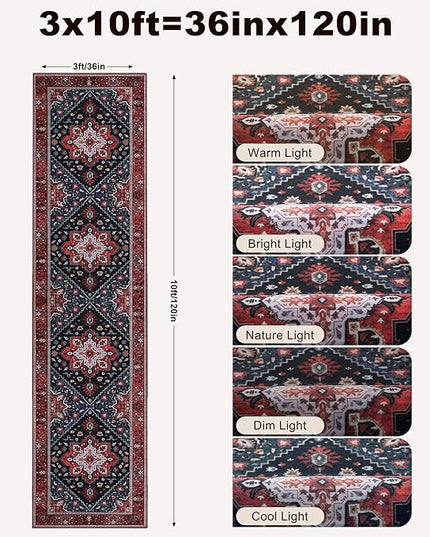 Ciicool 3x10ft Hallway Non Slip Rug, Washable Runner Rug Soft Pet Friendly Indoor Floor Long Carpet Low Pile Rug for Bathroom Kitchen Living Room Bedside Entryway