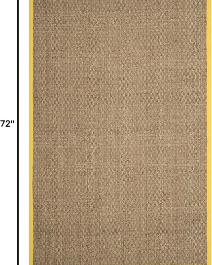 SAFAVIEH Area Rug 4x6 - Natural Fiber Collection - Natural & Gold, Seagrass, Basketweave Pattern with Border (NF114X)