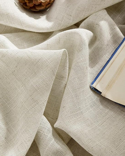 Joydeco Linen Curtains 84 Inch Length 2 Panel Sets,Light Filtering Curtains for Bedroom 100 Inch Wide Living Room Drapes with Back Tabs & Rod Pockets (W100 x L84 Inch, Beige)
