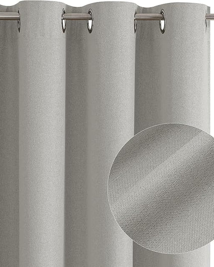 ChrisDowa 100% Blackout Light Grey Solid Curtains 54 Inches Long 2 Panels for Bedroom Living Room,Farmhouse Room Darkening Thermal Insulated Soundproof Grommet Top Window Treatment Drapes,52x54