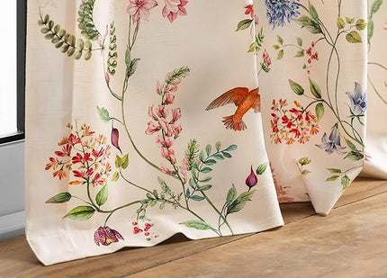 Maison d' Hermine Curtains for Living Room 100% Cotton 96 inch Length One Panel Light Filtering Curtains for Bedroom Windows with Rod and Loop Pockets Drapes (Neo Ipomee Multicolor, 50" W x 96" L)