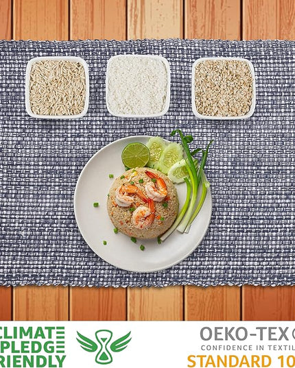 Urban Villa Placemats for Dining Table 100% CottonPlacemats 14''x20'' Over Sized Tablemats Set of 6Placemats Blue/White Two Tone Tablemats for Family Dinners Wedding Parties Everyday Use Placemats