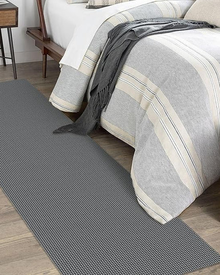 KOZYFLY Runners for Hallways 2x7 ft Washable Kitchen Runner Non Slip Rubber Backed Hall Runners Cotton Entryway Runner Rugs Floor Carpet for Indoor Backdoor Bedroom Kitchen, Grey/Dark Grey