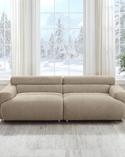 VANOMi 89" Boucle Cloud Loveseat Sofa Couch, Comfy Upholstered Deep Seat Boucle Sofa, Mid Century Modern Couch for Living Room Bedroom Apartment