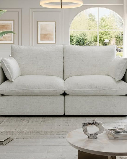 Cloud Modular Sectional Sofa, Waterproof Down Filled Sectional Sofa, High Backrest Loveseat Sectional Couches for Living Room, Modern Modular Couch with Removable Cover, Cream White