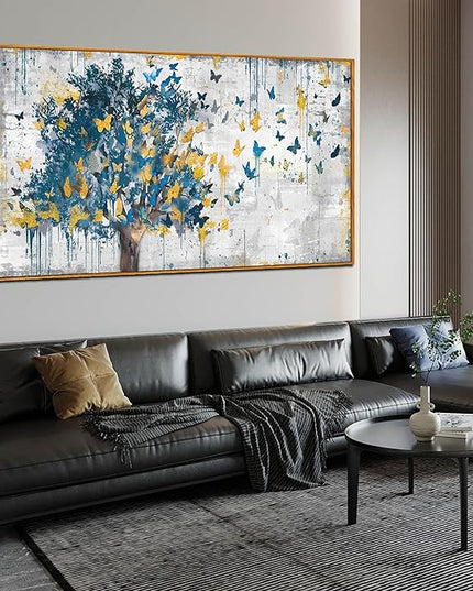 Framed Canvas Wall Art for Living Room Bedroom Office Large Tree of Life Wall Art Butterfly Tree Picture Modern Canvas Prints Decor Size 29x59