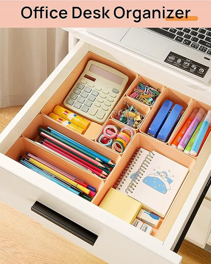 Vtopmart 25 PCS Plastic Drawer Organizers Set, 4-Size Versatile Bathroom and Vanity Drawer Organizer Trays, Storage Bins for Makeup, Bedroom, Kitchen Gadgets Utensils and Office
