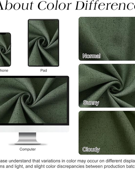 Naturoom Olive Green Shower Curtain 78 inches Long, Linen Rustic Weighted Fabric Shower Curtain Set with Hooks, Bohemian Country Thick Bath Curtains for Bathroom,72x78
