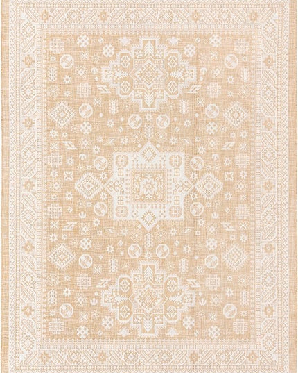 Rugs.com Outdoor Aztec Collection Rug – 9' x 12' Natural Flatweave Rug Perfect for Living Rooms, Large Dining Rooms, Open Floorplans