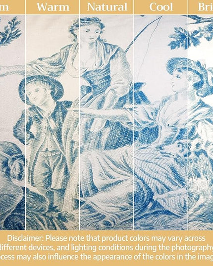 Maison d' Hermine Curtains for Living Room 100% Cotton 124 inch Length One Panel Light Filtering Toile Curtains for Bedroom Windows with Rod and Loop Pockets Drapes (The Miller Denim, 50" W x 124" L)
