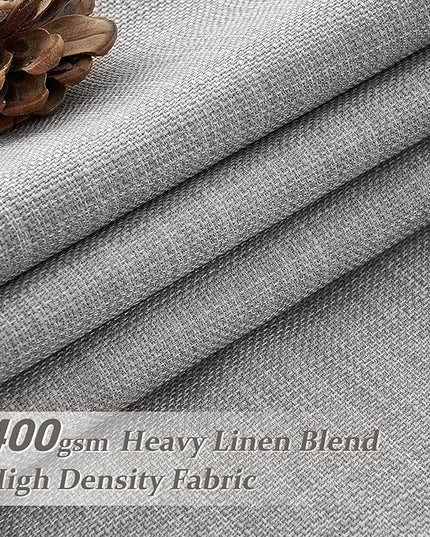 Light Grey Linen Dual Layer Curtains 102 Inches Long Panels 2 Set for Office, Blackout Memory Shape Pinch Pleated Thermal Noise Reducing Neutral Windows Curtain & Drapes with Hooks 8-1/2 FT Length
