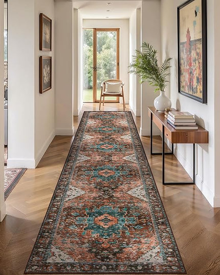 Ciicool 2x12ft Long Hallway Rug, Washable Runner Rug Non Slip Thin Low Pile Soft Indoor Floor Long Carpet Hallways for Bathroom Kitchen Living Room Bedside