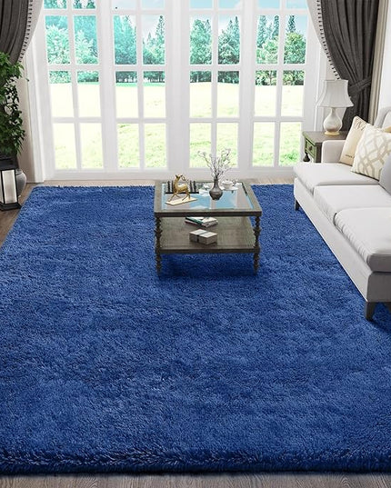 Ophanie 5x8 Blue Rugs for Living Room, Kids Nursery Rug Aesthetic, Playroom Navy Area Rugs for Boys Girls Teen Home Decor, Fluffy Fuzzy Soft Plush Shaggy Bedside Floor Bedroom Carpet for Teen