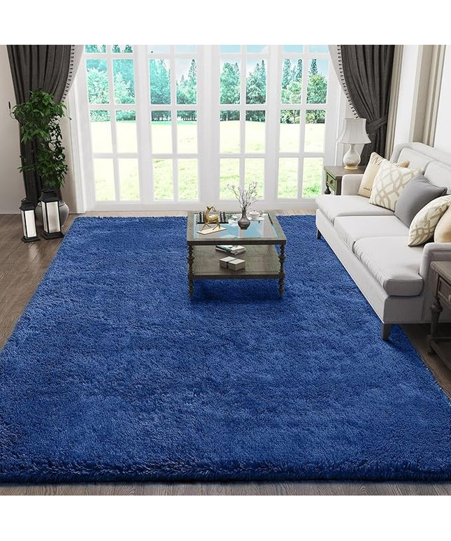 Ophanie 5x8 Blue Rugs for Living Room, Kids Nursery Rug Aesthetic, Playroom Navy Area Rugs for Boys Girls Teen Home Decor, Fluffy Fuzzy Soft Plush Shaggy Bedside Floor Bedroom Carpet for Teen