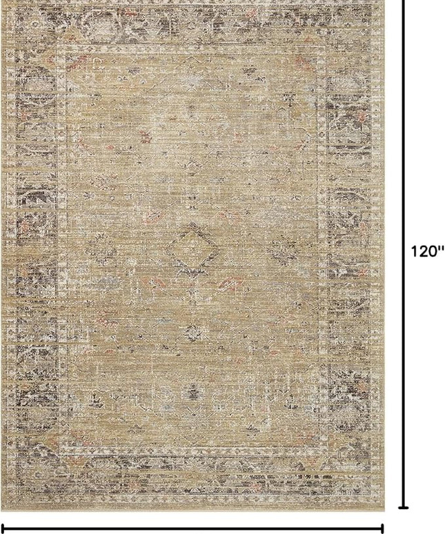 Loloi Magnolia Home by Joanna Gaines Millie Collection MIE-03 Gold/Charcoal 7'-10" x 10', .25" Pile Height, Area Rug