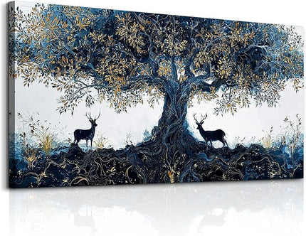 XIGUANGART Large Wall Art for Living Room Inspiration Farmhouse Elk Paintings Tree of Life Canvas Art Prints Pictures Modern Abstract Artwork Wall Decor Bedroom Home Office Posters Decoration 30"X60"