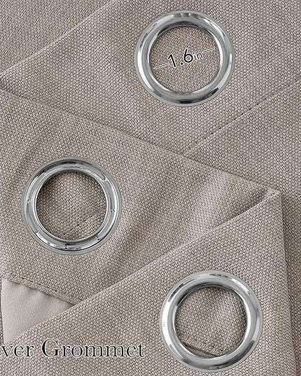 NICETOWN Faux Linen Angora Blackout Curtains 84 inches Long for Living Room - Privacy Panels for Bedroom, Modern Farmhouse Style Easy Care Grommet Top, 2 Panels, W52 by L84
