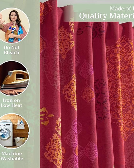 Maison d' Hermine Curtains for Living Room 100% Cotton 124 inch Length Two Panels Light Filtering Curtains for Bedroom Windows with Rod and Loop Pockets Drapes (Versailles, 50" W x 124" L)