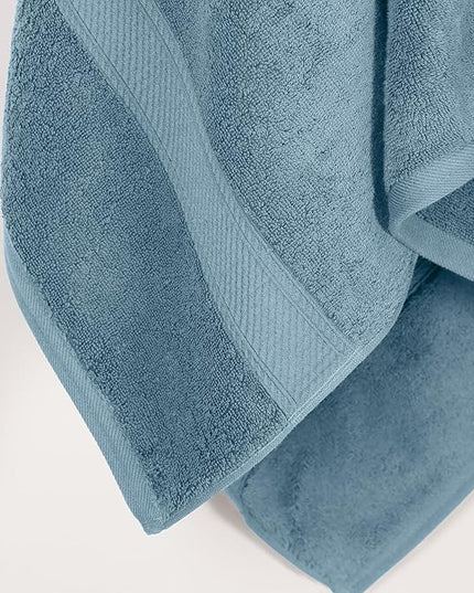Superior Egyptian Cotton Pile Bath Towel Set of 2, Ultra Soft Luxury Towels, Thick Plush Essentials, Absorbent Heavyweight, Guest Bath, Hotel, Spa, Home Bathroom, Shower Basics, Denim Blue