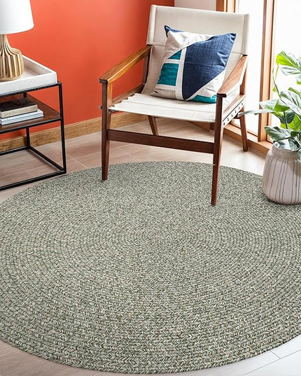 Seasons SE65 Spring Green 4' x 4' Round - Braided Area Rug, Home Decor, Floor Mat or Bedroom Rug - Easy Care, Ideal for High Traffic Areas in Hallway and Living Room - Made in USA