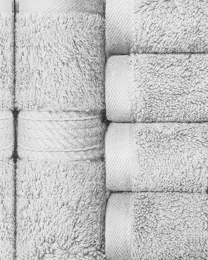 Superior Egyptian Cotton Pile Face Towel/Washcloth Set of 6, Ultra Soft Luxury Towels, Thick Plush Essentials, Absorbent Heavyweight, Guest Bath, Hotel, Spa, Home Bathroom, Shower Basics, Silver