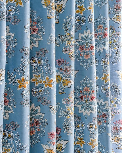 Maison d' Hermine Curtains for Living Room 100% Cotton 108 inch Length One Panel Light Filtering Curtains for Bedroom Windows with Rod and Loop Pockets Drapes (Marquise Blue, 50" W x 108" L)