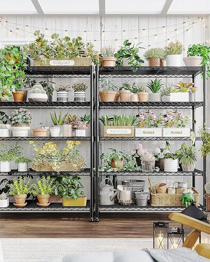 REIBII 5-Tier Wire Shelving Rack Storage Shelves Metal Shelves,1020 LBS Adjustable Heavy Duty Metal Shelving Units and Storage for Garage Pantry Bathroom 29" W X 14" D X 63" H
