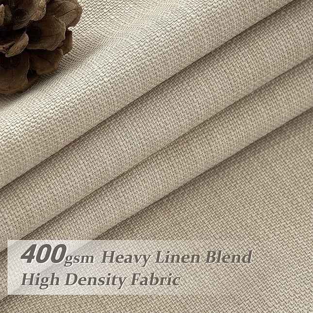 Pleat Natural Beige Black Out 102 Inch Long Privacy Curtains for Room Divider 2 Panels Set, Elegant Memory Trained Pinch Pleated Linen Energy Efficient Drapes for Dorm Room Window 40"W x 102"L Length