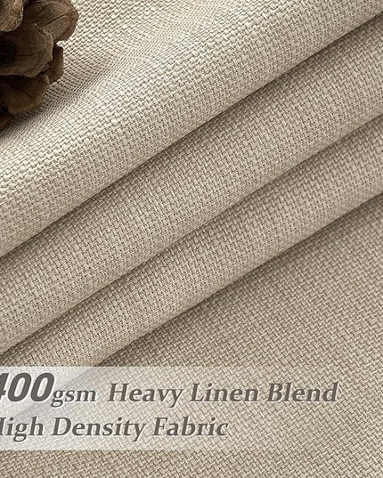 Light Brown Pinch Pleat Blackout Curtains 112 Inches Long for Playroom 2 Panels Set, Memory Shape Natural Linen Thermal Viral Curtain Energy Efficient Privacy Two Layer Thick Neutral Windows Drapes