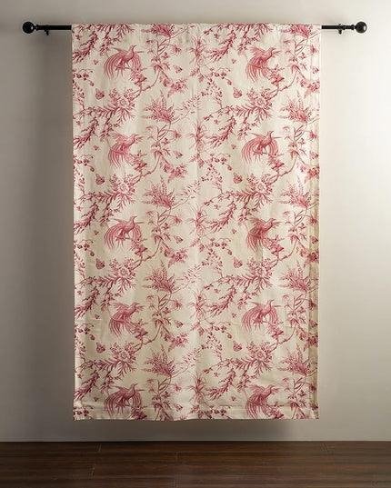 Maison d' Hermine Curtains for living room 100% Cotton 108 inch length One Panel Light Filtering Toile Curtain for Bedroom Windows with rod and loop Pockets Drapes (Paradise Lacquer Red, 50"W x 108"L)