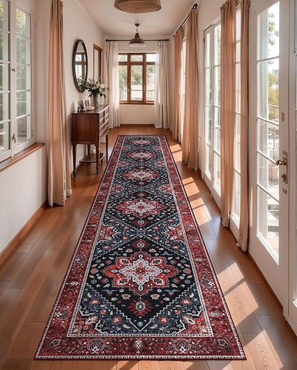 Ciicool 2x12ft Long Hallway Rug, Washable Runner Rug Non Slip Thin Low Pile Soft Indoor Floor Long Carpet Hallways for Bathroom Kitchen Living Room Bedside