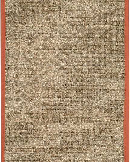 SAFAVIEH Area Rug 2x3 - Natural Fiber Collection - Natural & Rust, Seagrass, Basketweave Pattern with Border (NF114Y)