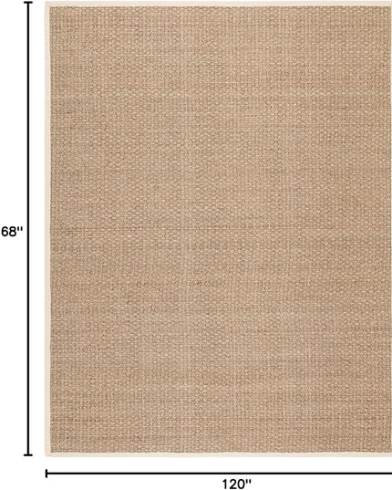 SAFAVIEH Area Rug 10x14 - Natural Fiber Collection - Large - Natural & Ivory, Seagrass, Basketweave Pattern with Border (NF114J)