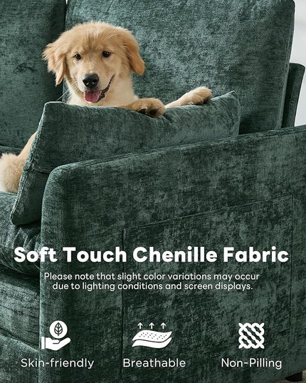 Tbfit Living Room Furniture Set, Loveseat & Standard Couch, Modern Comfy Cloud Sofa Set, Spring Seat Cushion, Chenille Fabric, Green
