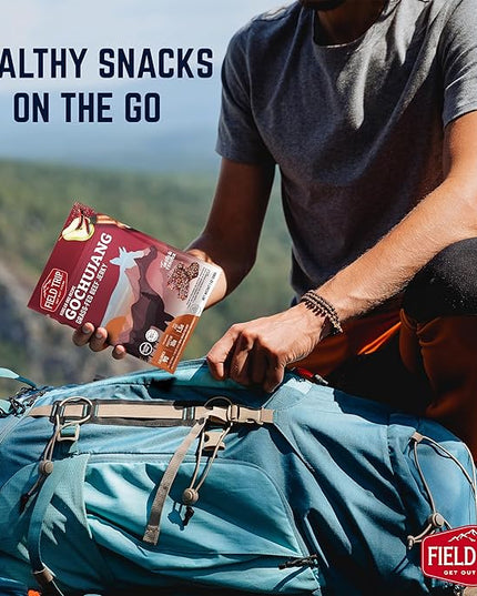 Field Trip Grass Fed Beef Jerky, Healthy Gluten Free Snacks, All Natural, Paleo-Friendly Beef Jerky, High Protein, Low Carb Snack with No Nitrates, 1oz Bag, 12 Pack, Gochujang Korean BBQ