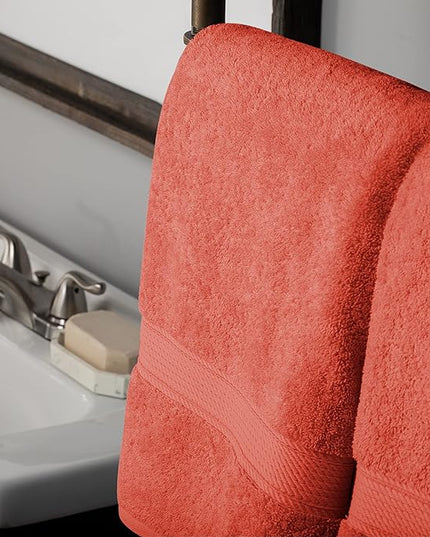 Superior Egyptian Cotton Pile 10 Piece Towel Set, Includes 2 Bath, 4 Hand, 4 Face Towels/Washcloths, Ultra Soft Luxury Towels, Thick Plush Essentials, Guest Bath, Spa, Hotel Bathroom, Coral