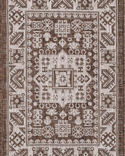 Rugs.com Outdoor Aztec Collection Rug – 2' x 3' Brown Flatweave Rug Perfect for Living Rooms, Large Dining Rooms, Open Floorplans