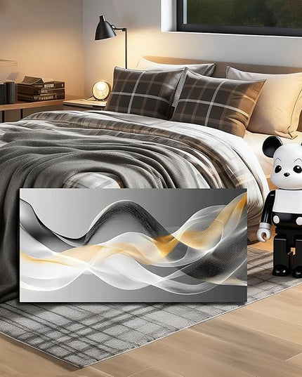 JuhaiArt Gold Wall Art Black Wall Decor Abstract Wall Decorations for Bedroom Office White Picture Artwork Modern Poster 20"x 40"