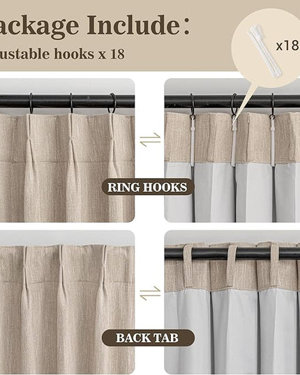 MYSKY HOME Taupe Blackout Curtains 108 inches Long Pinch Pleated Curtains for Living Room Bedroom 100% Room Darkening Black Out Window Drapes with Hooks Back Tab, 40" Wide per Panel, 2 Pieces