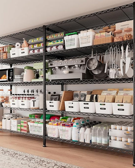 REIBII 70" W Storage Shelves Load 1600LBS,Metal Shelving 5-Tier Wire Shelving Unit Garage Shelving for Storage Adjustable Metal Shelves for Pantry Kitchen Garage Commercial, 70" W*15.8" D*72.4" H