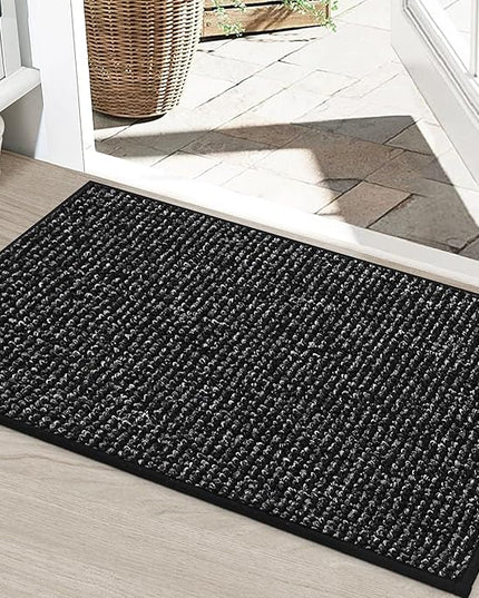 BEQHAUSE Dirt Trapper Door Mat 24" x 36", Non-Slip Washable Doormats Entrance Mat, Dirt Resistant and Absorbent Welcome Mat, Low Profile Floor Mats for Front Back Door and Entryway, Black