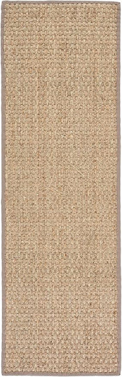 SAFAVIEH Natural Fiber Collection Runner Rug - 2'6" x 10', Natural & Grey, Seagrass, Basketweave Pattern with Border (NF114P)