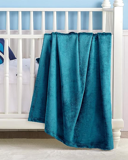 Bedsure GentleSoft Bedding Fleece Blanket for Girls and Boys - Soft Cozy Cute Small Throw Blankets for Travel, 43x55 Inches,Teal Blue