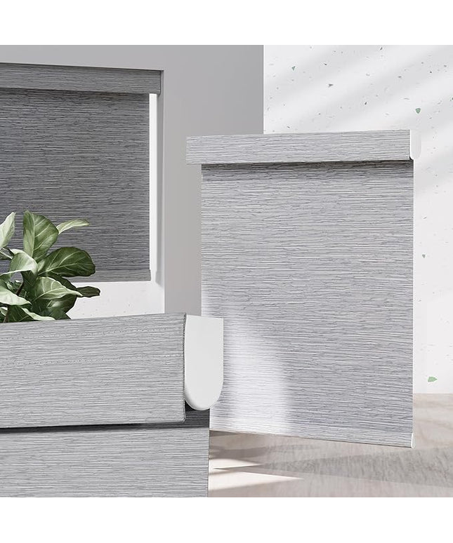 Blackout Roller Shades for Indoor Windows, Cordless Jacquard Fabric-Matched Roller Blinds, Easy to Install Privacy UV Protection Roll Up Blinds for Home Office, Grey, 22" W x 72" H