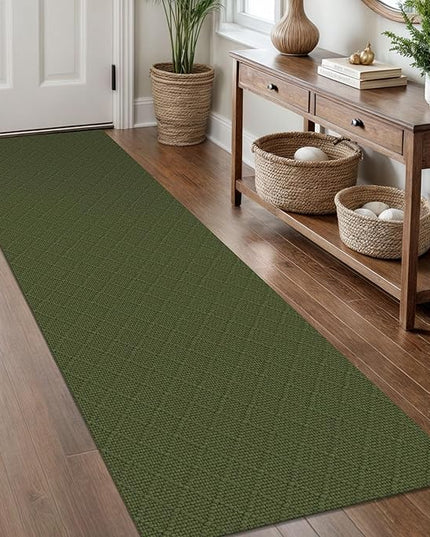 KOZYFLY Runner Rug 2x8 Ft Washable Runners for Hallways Non Slip Rubber Backed Kitchen Runners, Braided Cotton Entryway Runner Indoor, Floor Carpet for Hallway Kitchen Entryway, Dark Green