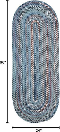 Capel American Heritage Barn Blue 2' 0" X 8' 0" Runner Oval Braided Rug