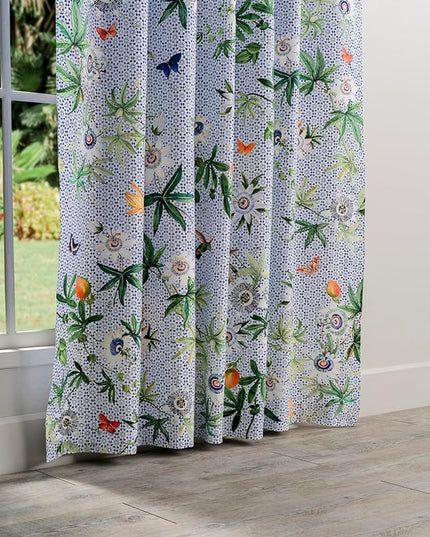 Maison d'Hermine Curtains for Living Room 100% Cotton inch Length Two Panels Light Filtering Curtains for Bedroom Windows with Rod and Loop Pockets Drapes (Passiflora, 50" W x 108" L)
