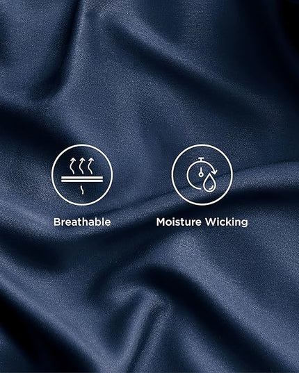Bedsure King Size Sheets Set, Cooling Sheets for Hot Sleepers, Rayon Derived from Bamboo, Breathable & Soft, Deep Pocket Up to 16 Inches, Hotel Luxury Silky Bedding, Navy
