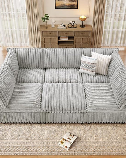 KKL Modular Sectional Sofa Bed, Convertible L/U-Shaped Sleeper Couch for Living Room, Modern Reversible Design, Grey